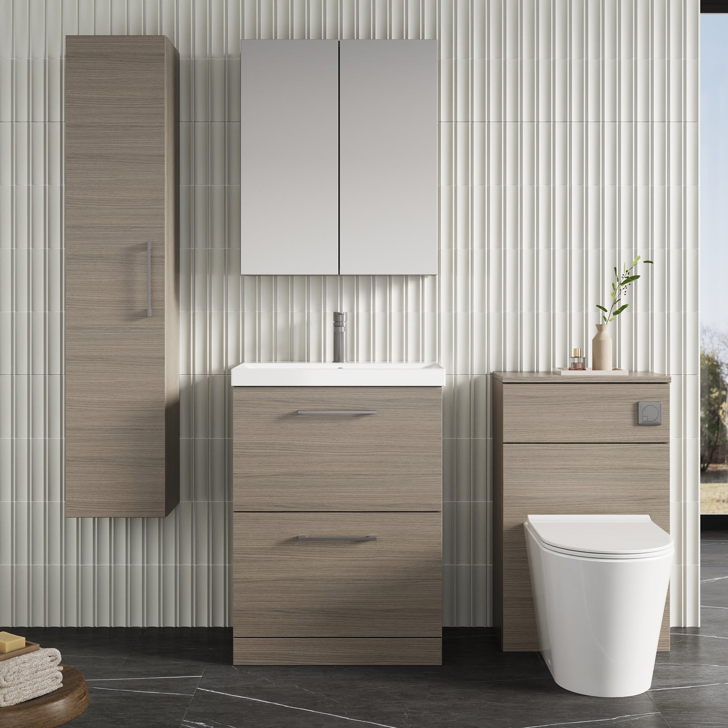 NUIE 600mm Floor Standing 2 Drawer Vanity & Basin 3