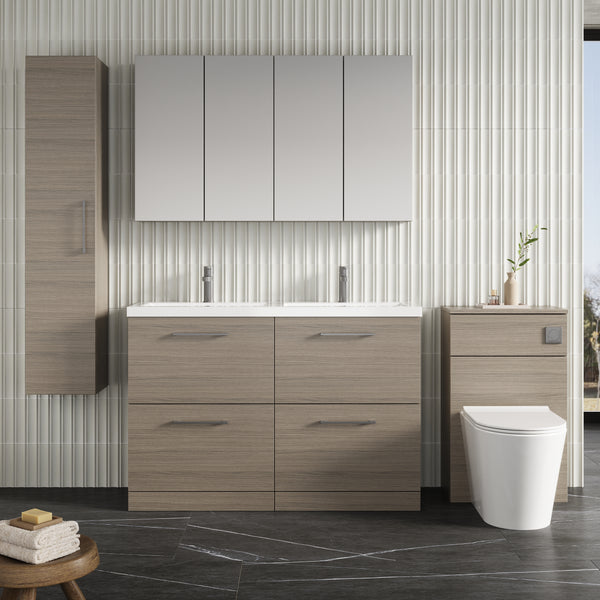NUIE 1200mm Floor Standing 4 Drawer Vanity & Double Basin