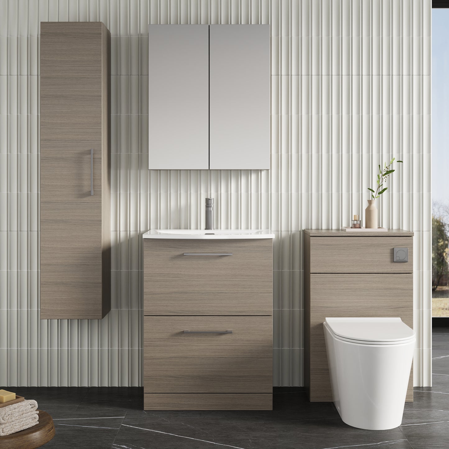 NUIE 600mm Floor Standing 2 Drawer Vanity & Basin 4