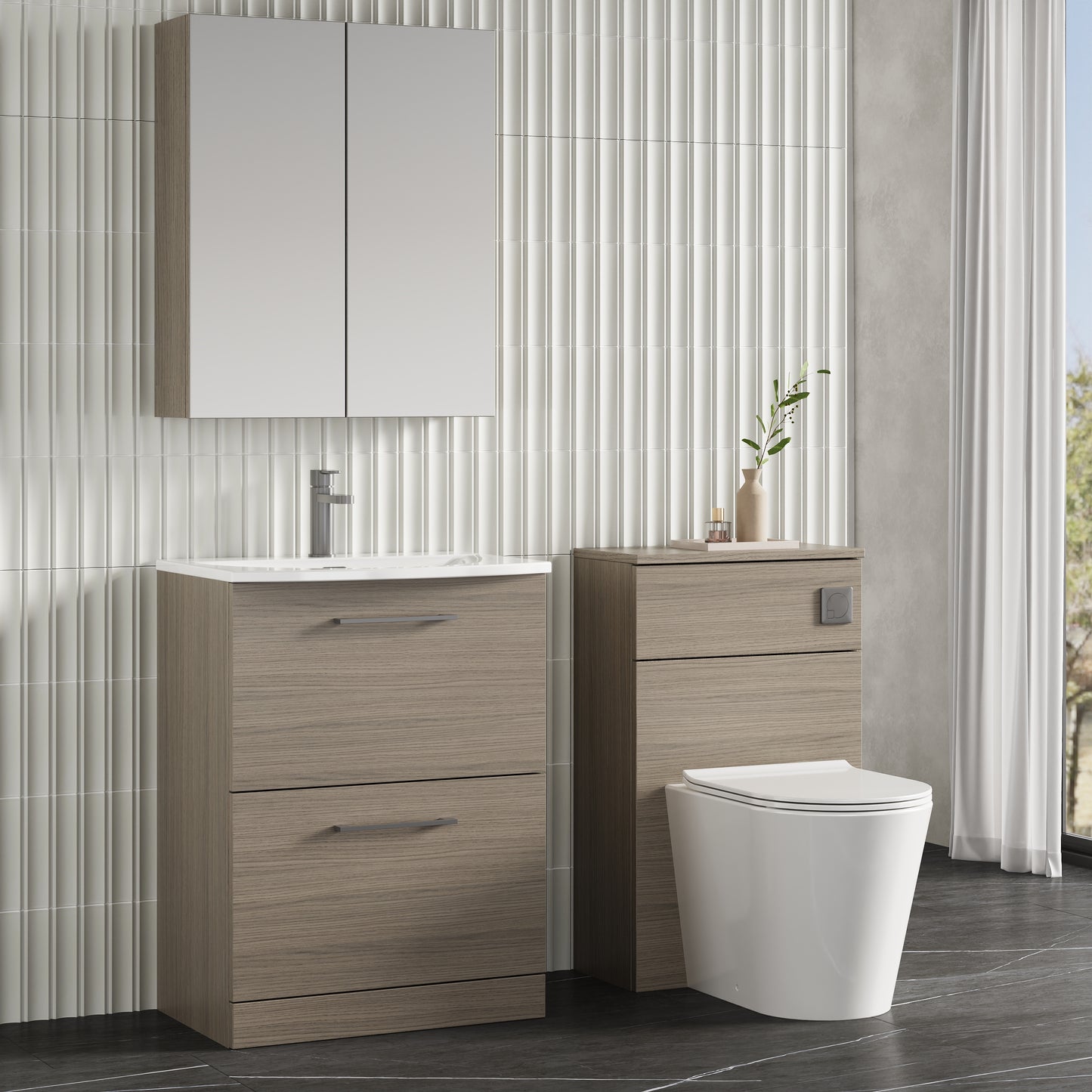 NUIE 600mm Floor Standing 2 Drawer Vanity & Basin 4