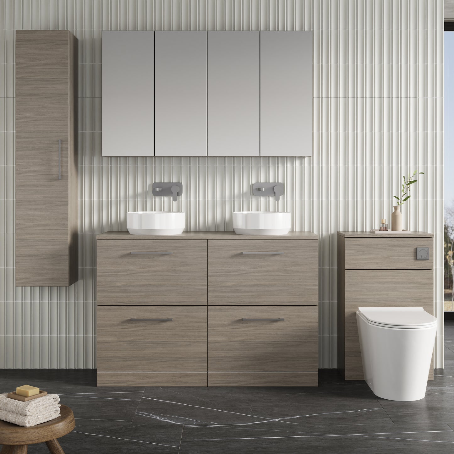NUIE 1200mm Floor Standing 4 Drawer Vanity & Worktop