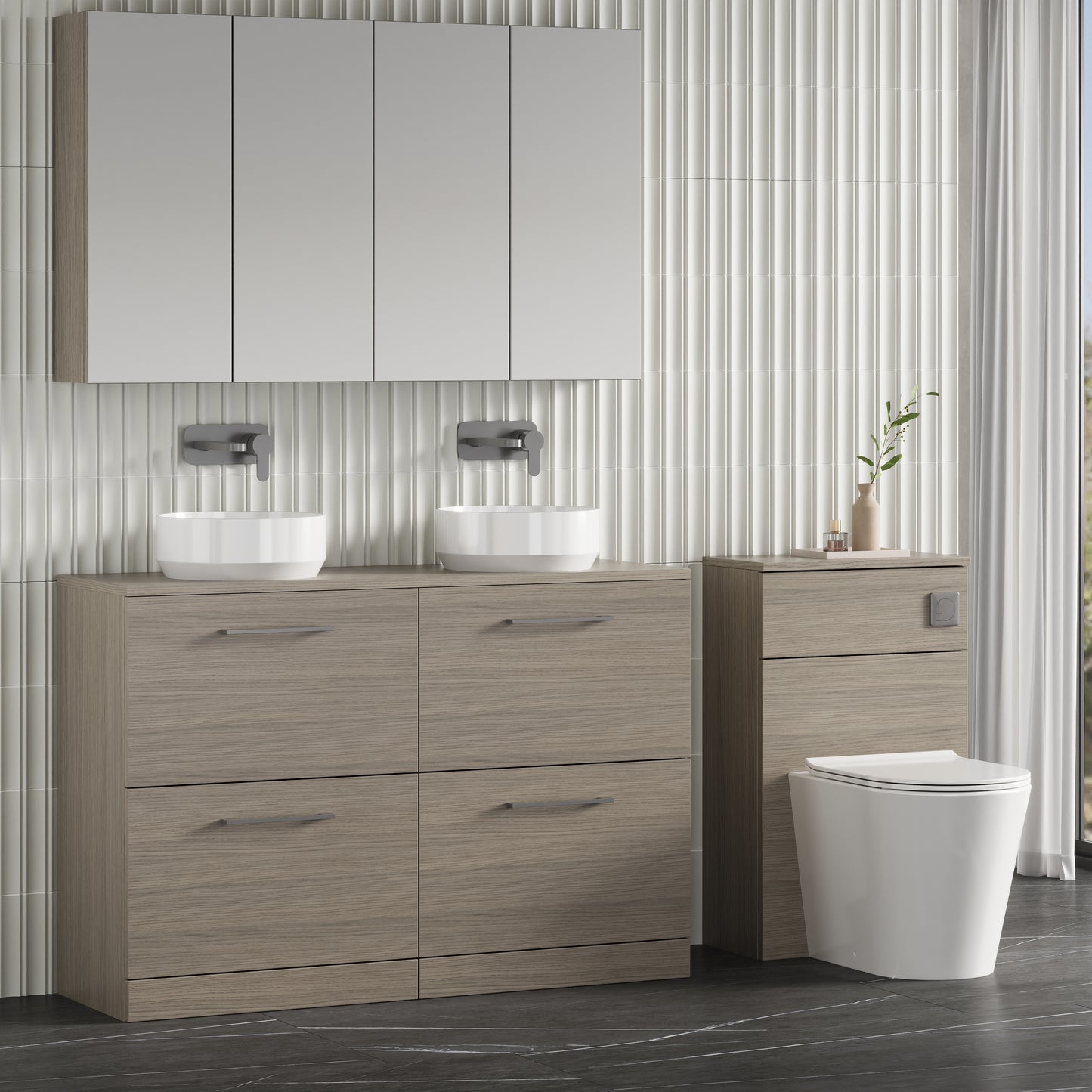 NUIE 1200mm Floor Standing 4 Drawer Vanity & Worktop