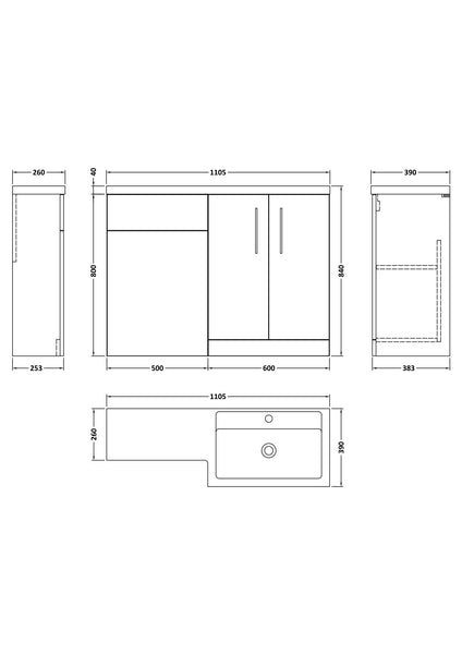 NUIE 1100mm Right Hand Combination