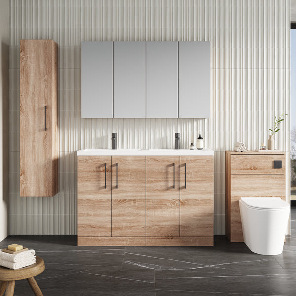 NUIE 1200mm Floor Standing 4-Door Vanity & Double Basin