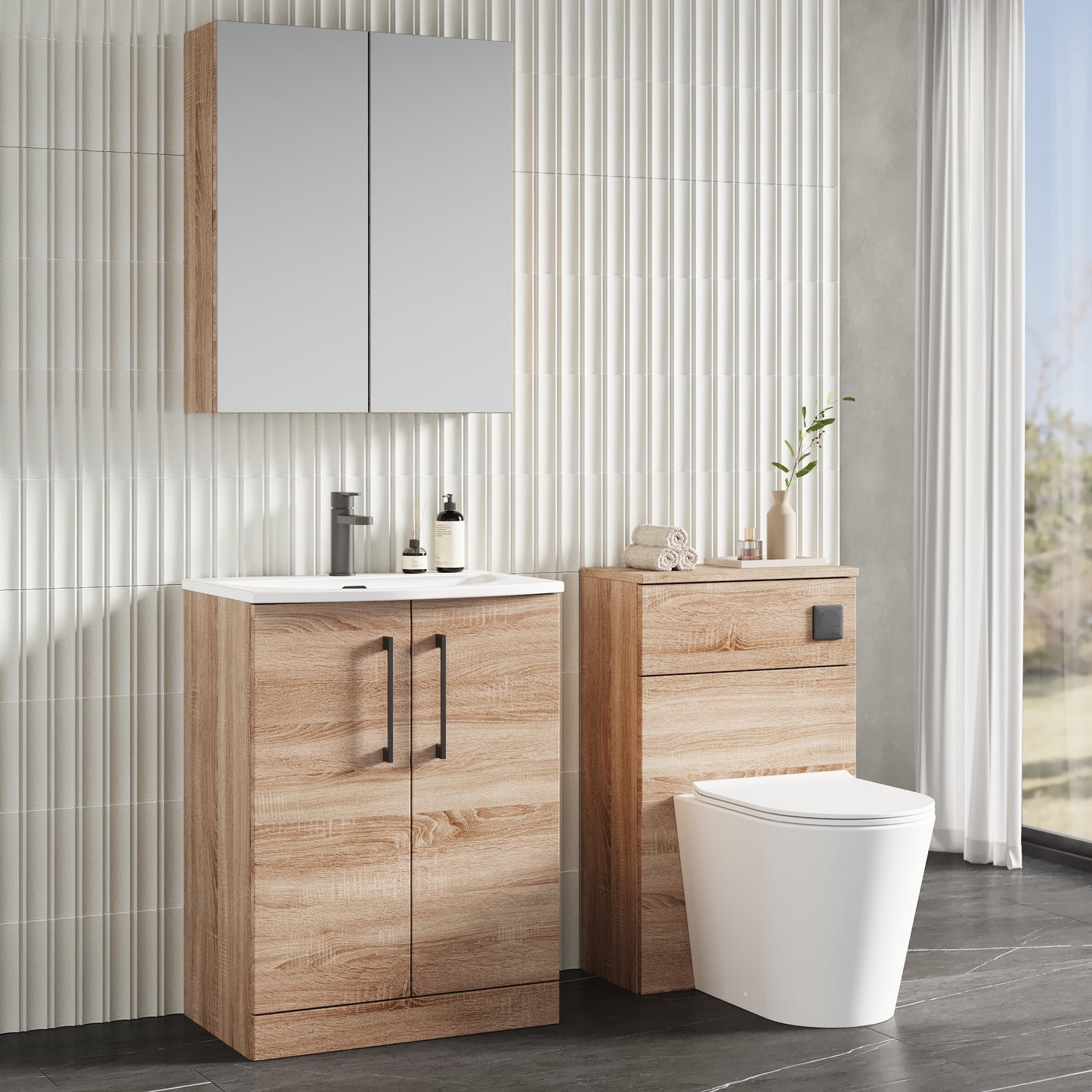 NUIE 600mm Floor Standing 2-Door Vanity & Basin 4