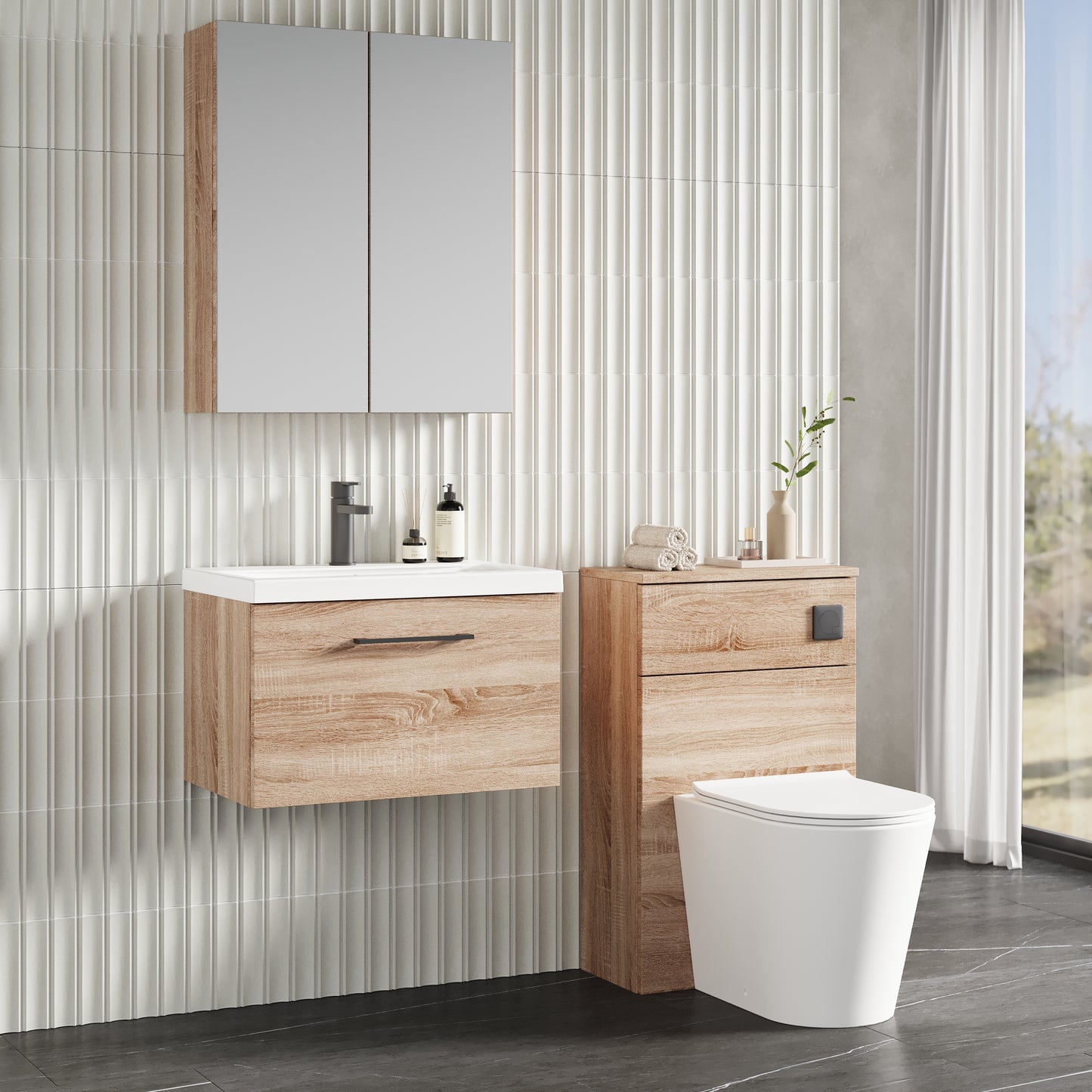 NUIE 600mm Wall Hung 1-Drawer Vanity & Basin 1