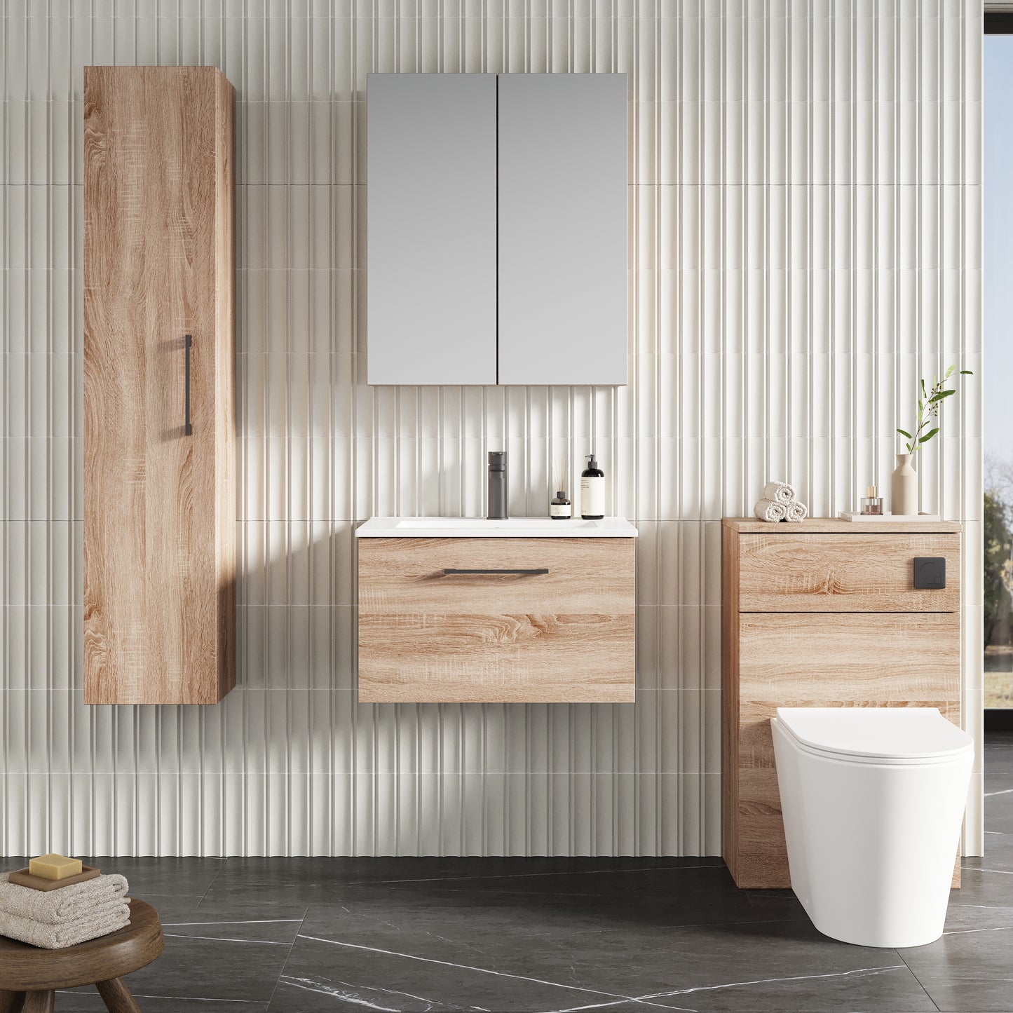 NUIE 600mm Wall Hung 1-Drawer Vanity & Basin 2