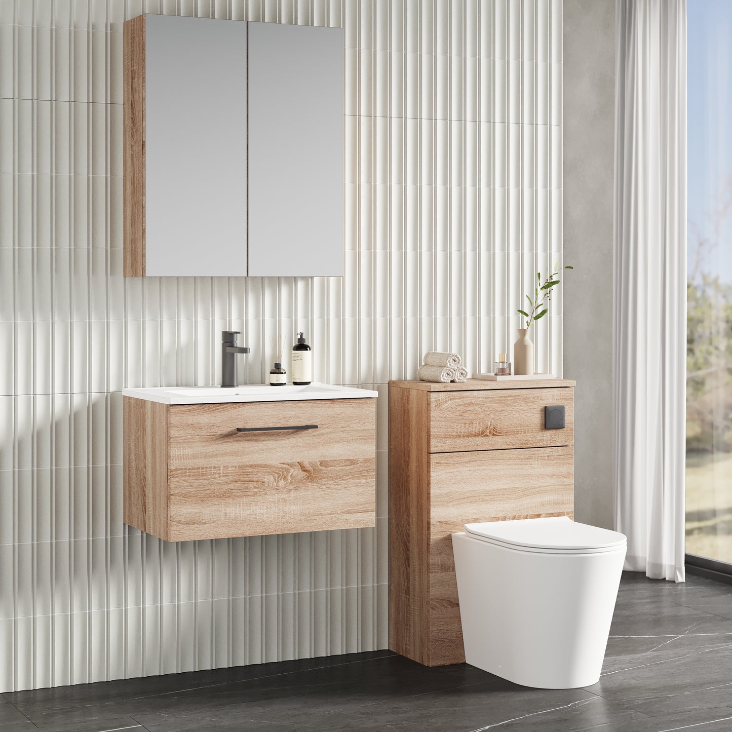 NUIE 600mm Wall Hung 1-Drawer Vanity & Basin 2