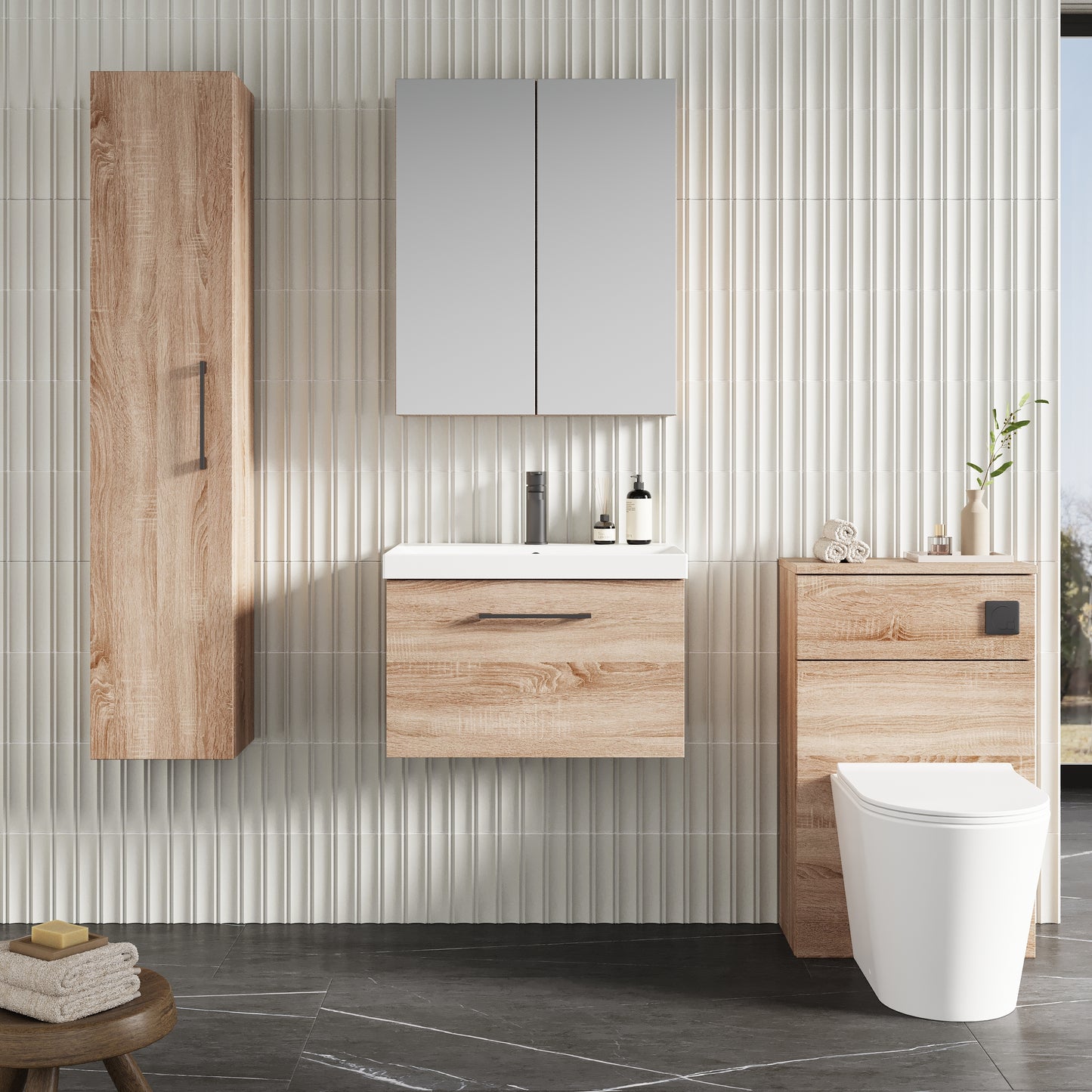 NUIE 600mm Wall Hung 1-Drawer Vanity & Basin 3