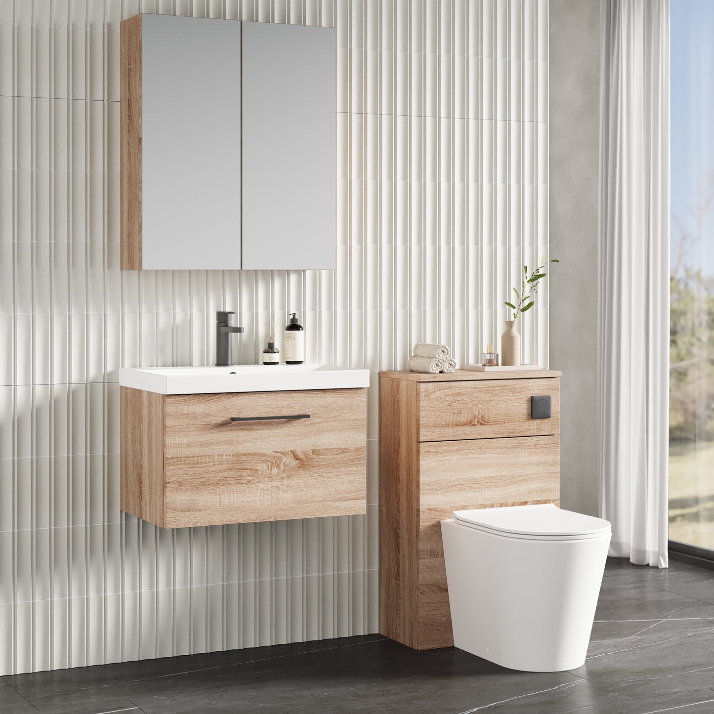 NUIE 600mm Wall Hung 1-Drawer Vanity & Basin 3