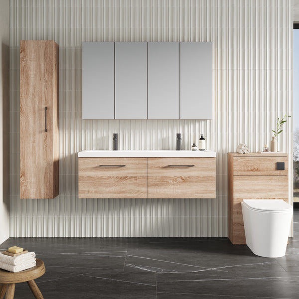 NUIE 1200mm Wall Hung 2-Drawer Vanity & Double Basin