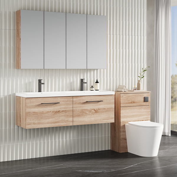 NUIE 1200mm Wall Hung 2-Drawer Vanity & Double Basin