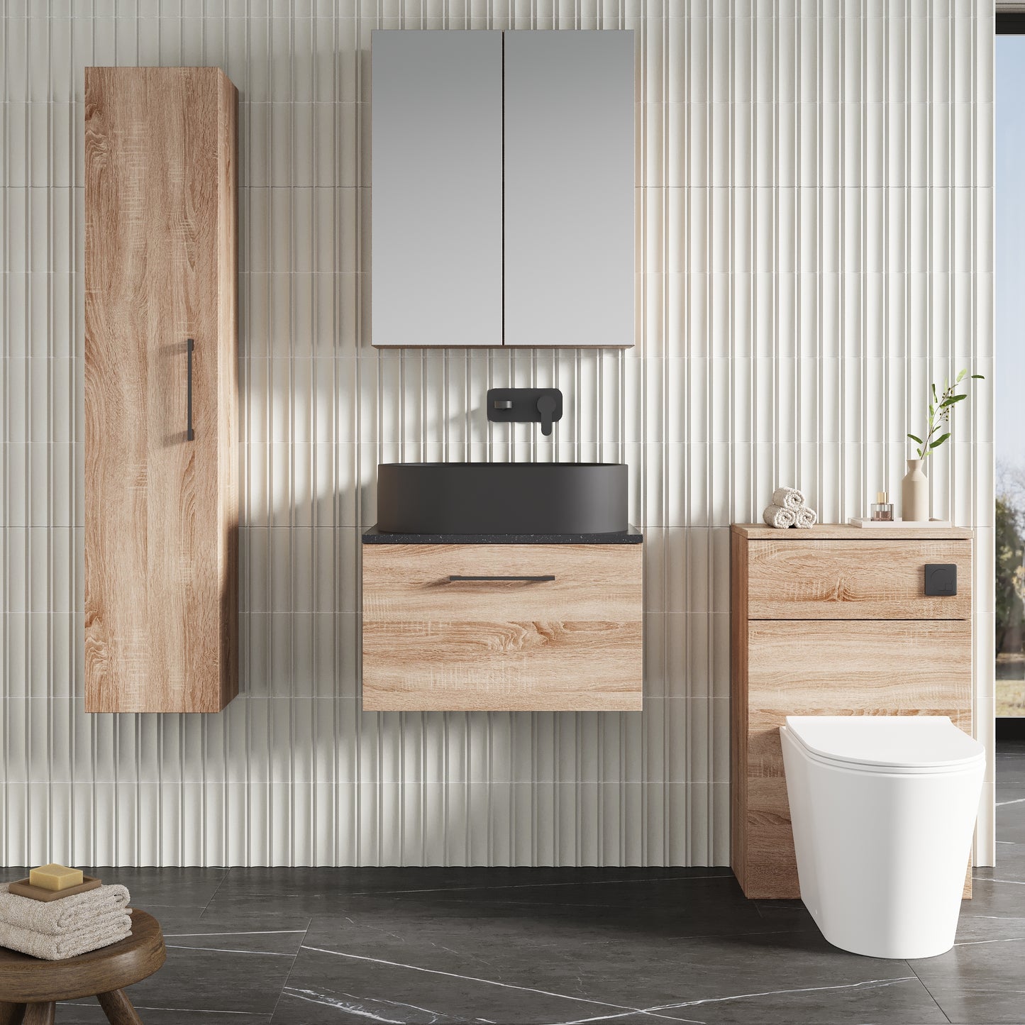 NUIE 600mm Wall Hung 1-Drawer Vanity & Laminate Worktop