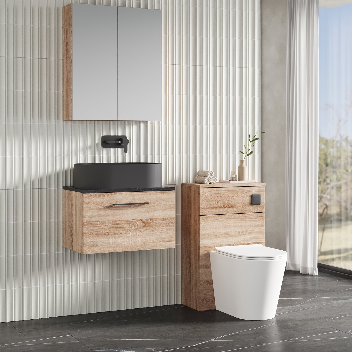 NUIE 600mm Wall Hung 1-Drawer Vanity & Laminate Worktop