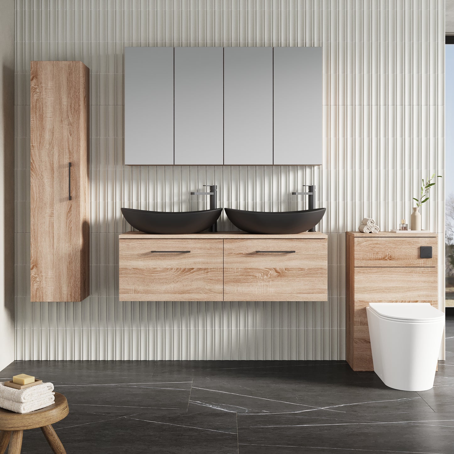 NUIE 1200mm Wall Hung 2-Drawer Vanity & Worktop