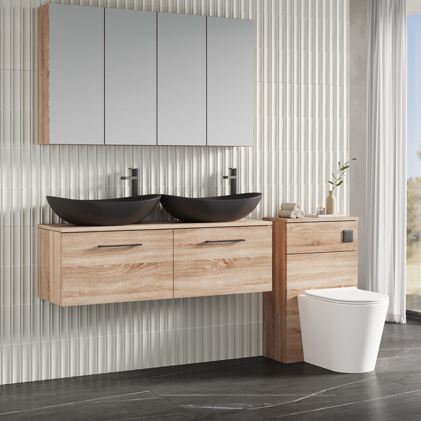 NUIE 1200mm Wall Hung 2-Drawer Vanity & Worktop
