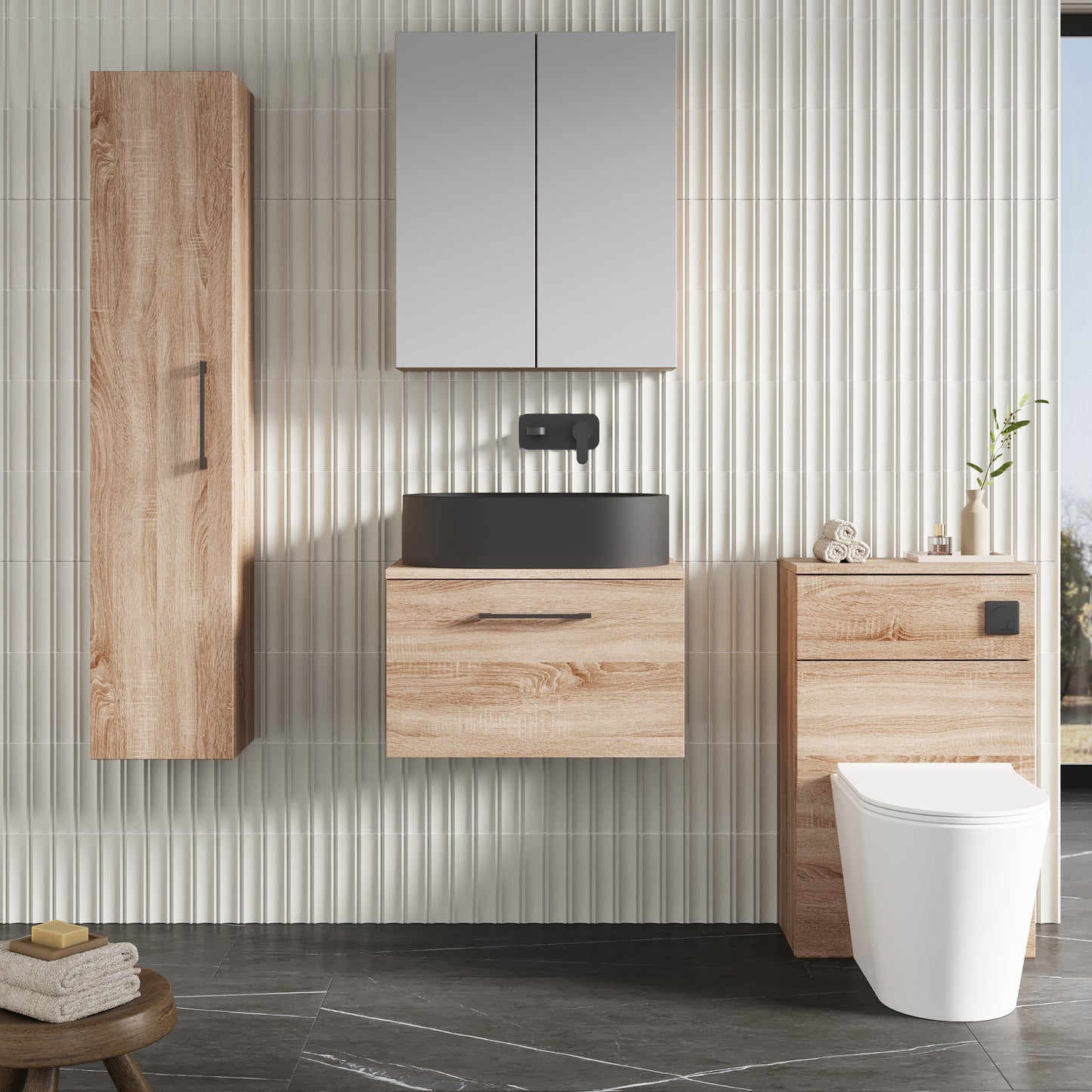 NUIE 600mm Wall Hung 1-Drawer Vanity & Worktop