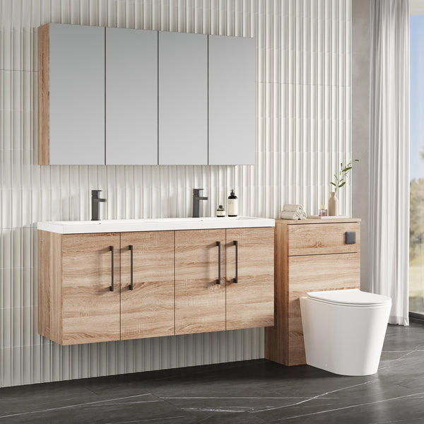 NUIE 1200mm Wall Hung 4-Door Vanity & Double Basin