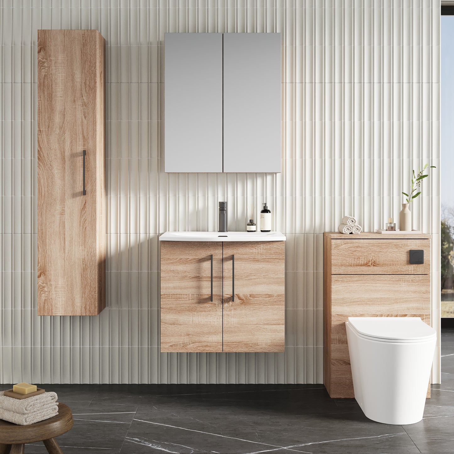 NUIE 600mm Wall Hung 2-Door Vanity & Basin 4