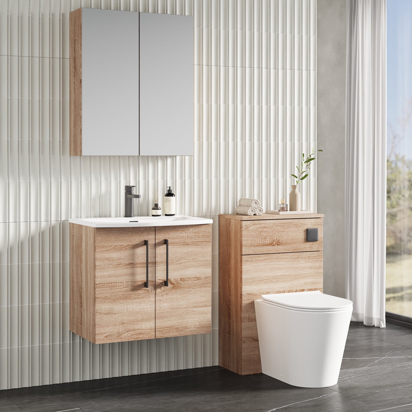 NUIE 600mm Wall Hung 2-Door Vanity & Basin 4