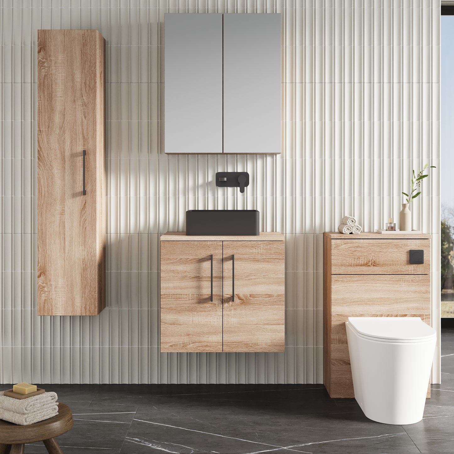 NUIE 600mm Wall Hung 2-Door Vanity & Worktop