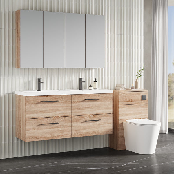 NUIE 1200mm Wall Hung 4-Drawer Vanity & Double Basin