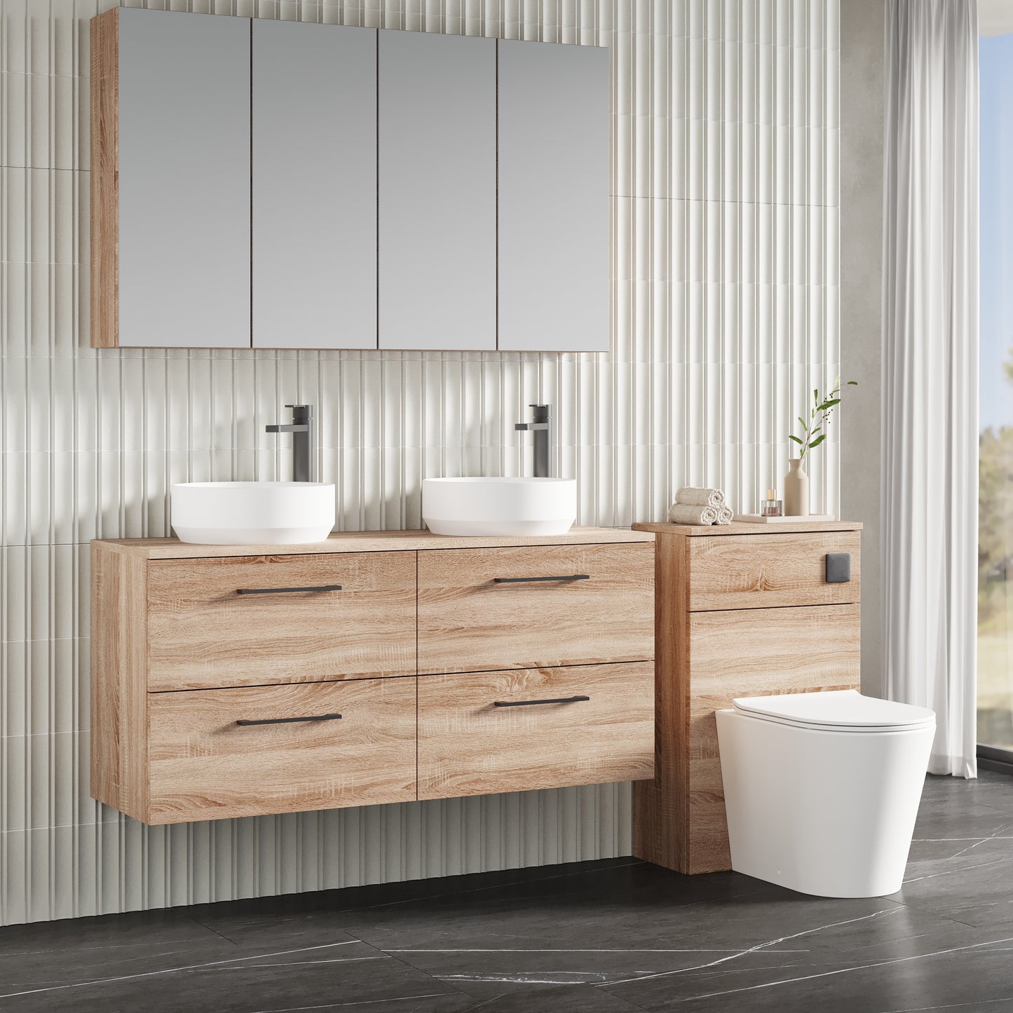 NUIE 1200mm Wall Hung 4-Drawer Vanity & Worktop