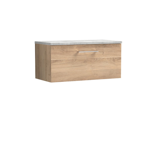 NUIE 800mm Wall Hung Single Drawer Vanity & Laminate Worktop
