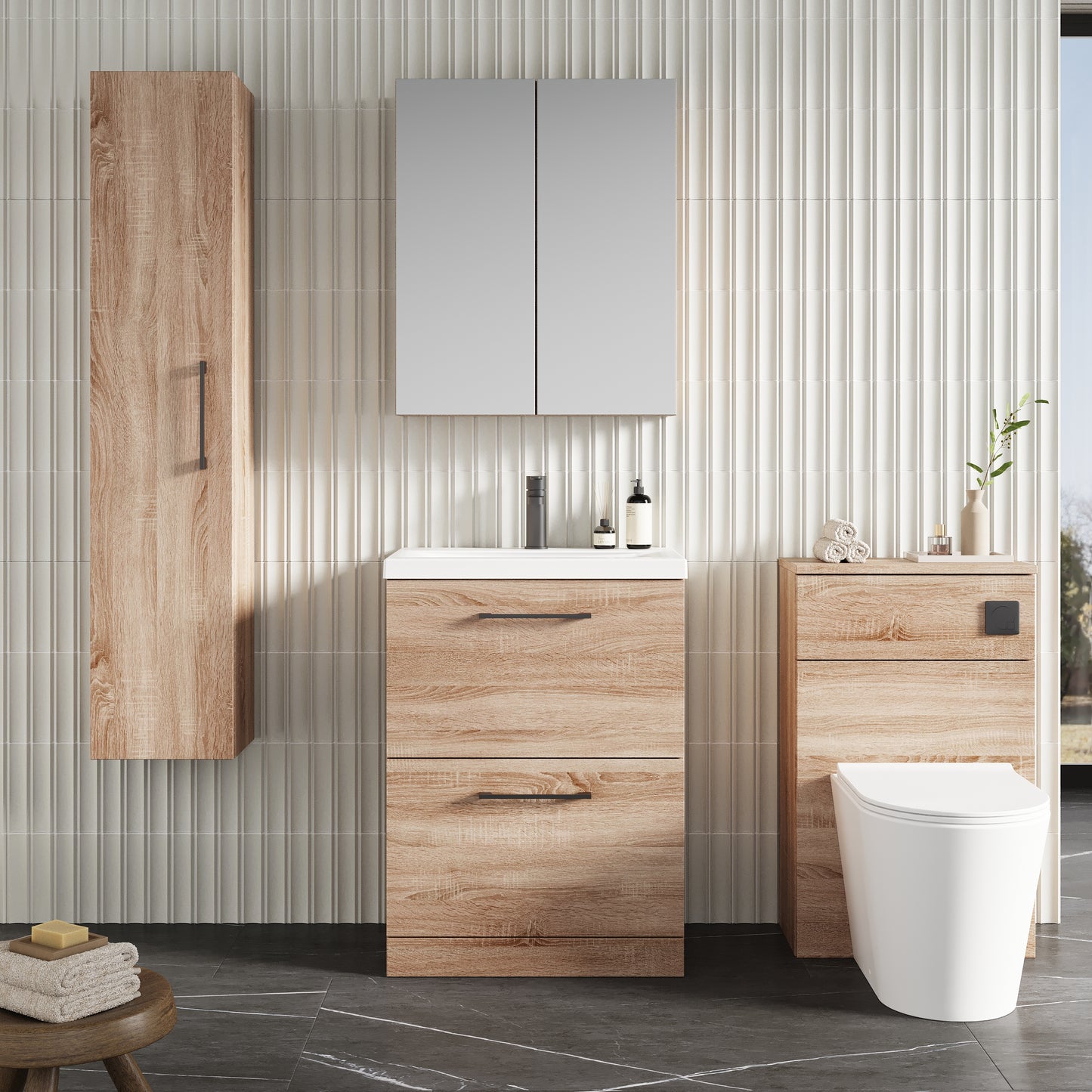 NUIE 600mm Floor Standing 2-Drawer Vanity & Basin 1