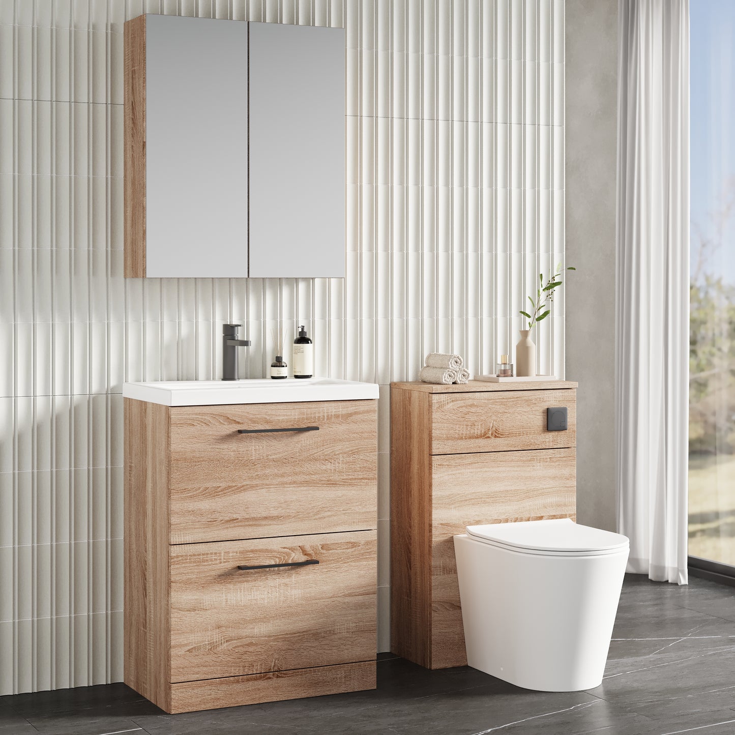 NUIE 600mm Floor Standing 2-Drawer Vanity & Basin 1