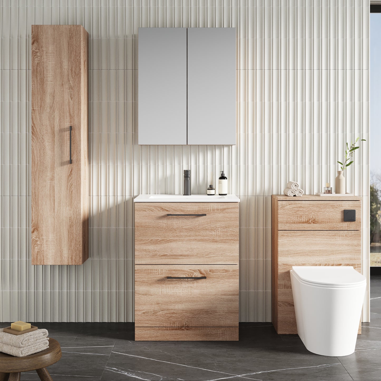 NUIE 600mm Floor Standing 2-Drawer Vanity & Basin 2