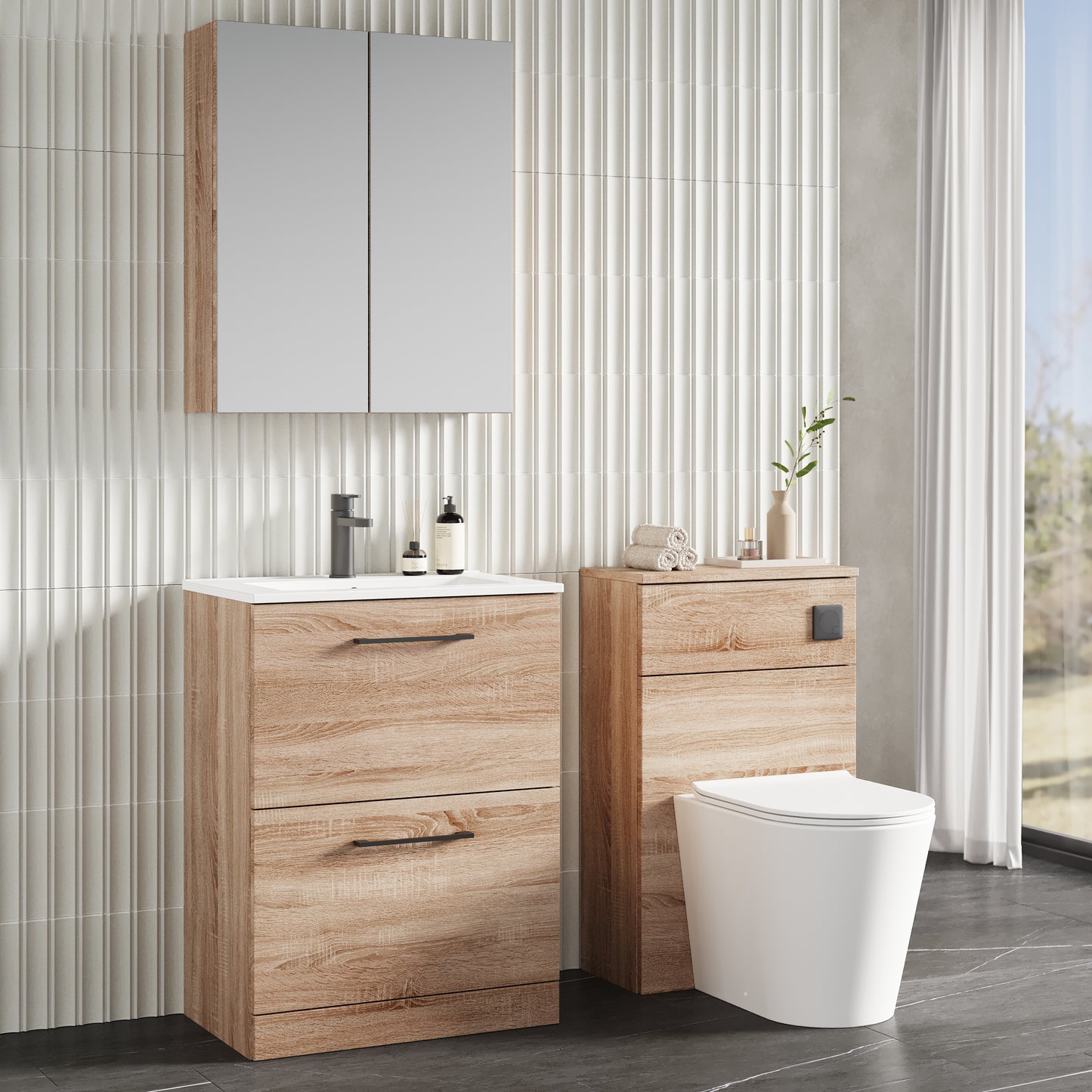 NUIE 600mm Floor Standing 2-Drawer Vanity & Basin 2