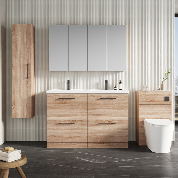 NUIE 1200mm Floor Standing 4-Drawer Vanity & Double Basin