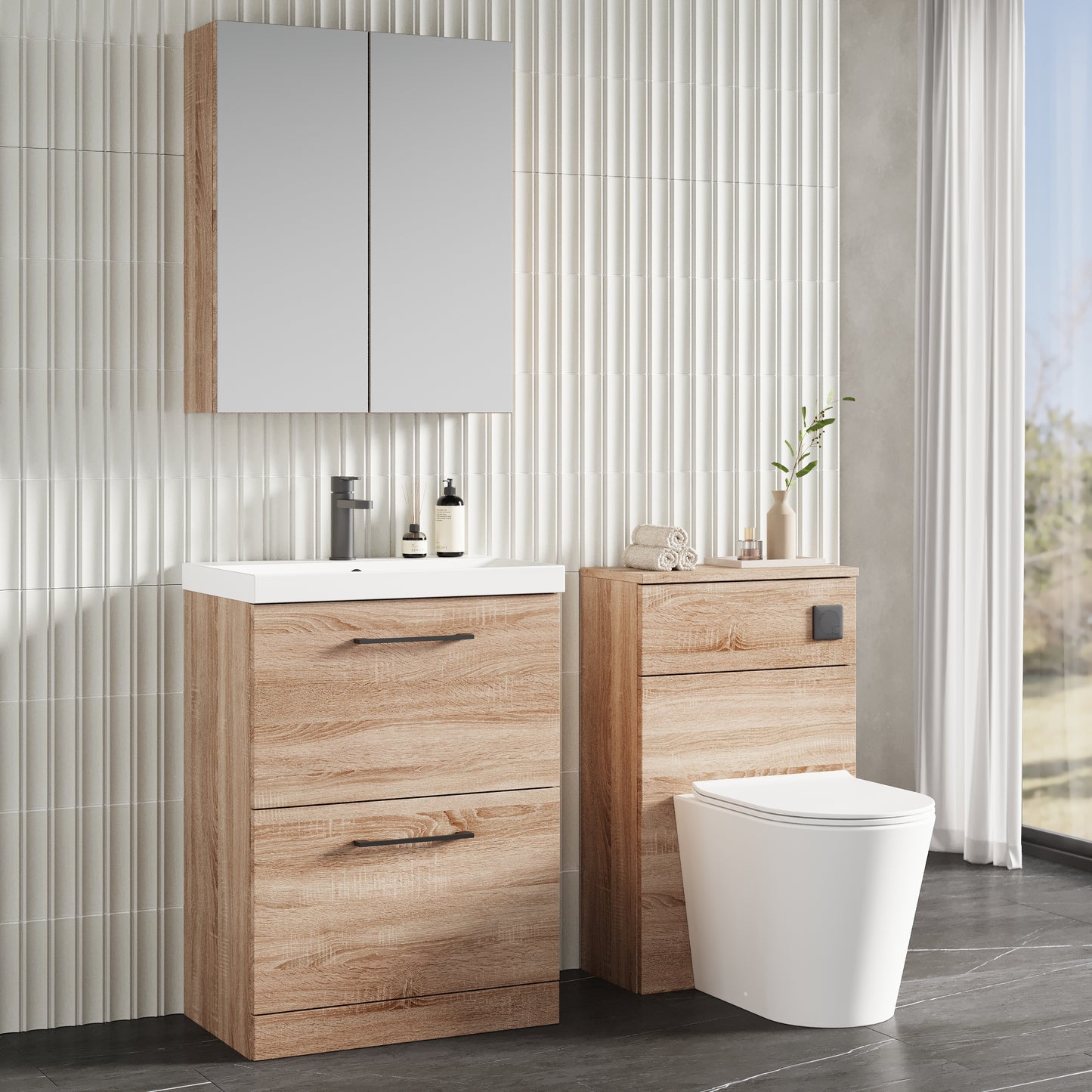 NUIE 600mm Floor Standing 2-Drawer Vanity & Basin 3
