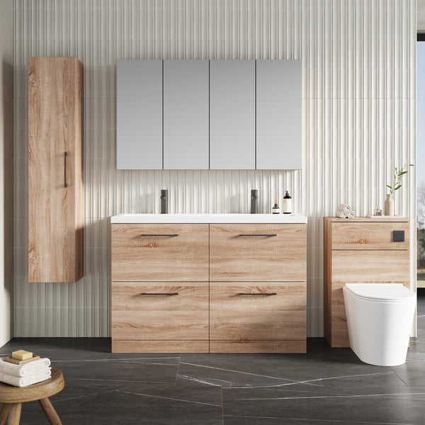NUIE 1200mm Floor Standing 4-Drawer Vanity & Double Basin