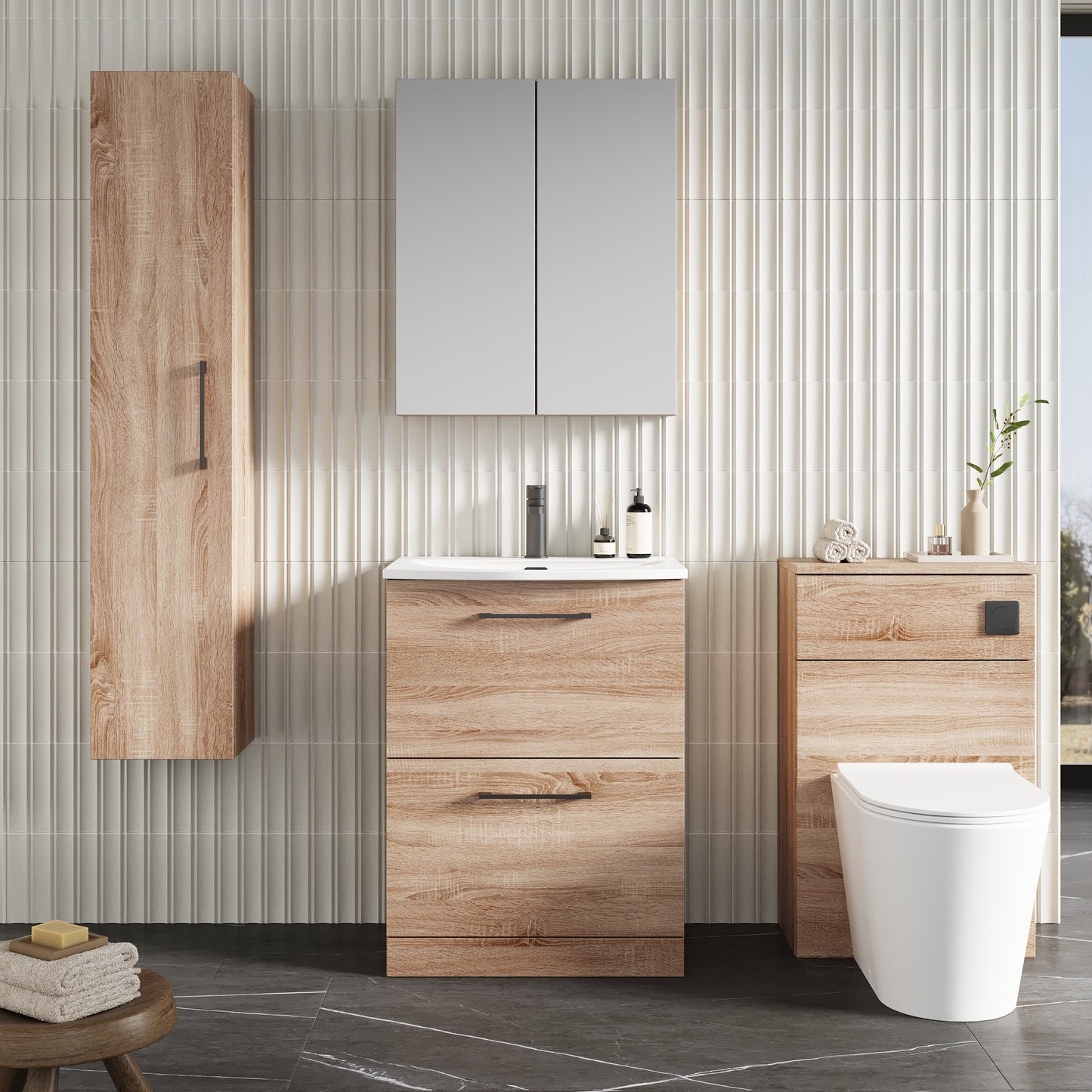 NUIE 600mm Floor Standing 2-Drawer Vanity & Basin 4