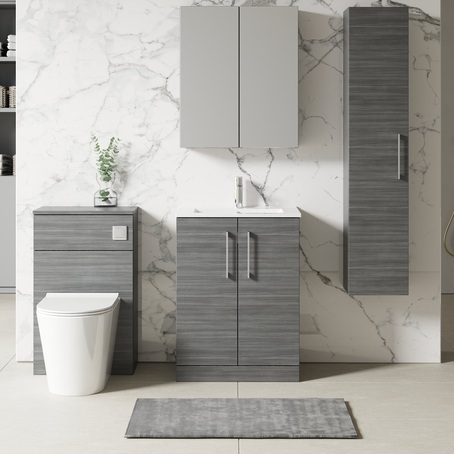 NUIE 600mm Floor Standing 2 Door Vanity & Basin 2