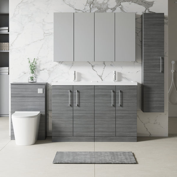 NUIE 1200mm Floor Standing 4 Door Vanity & Double Basin