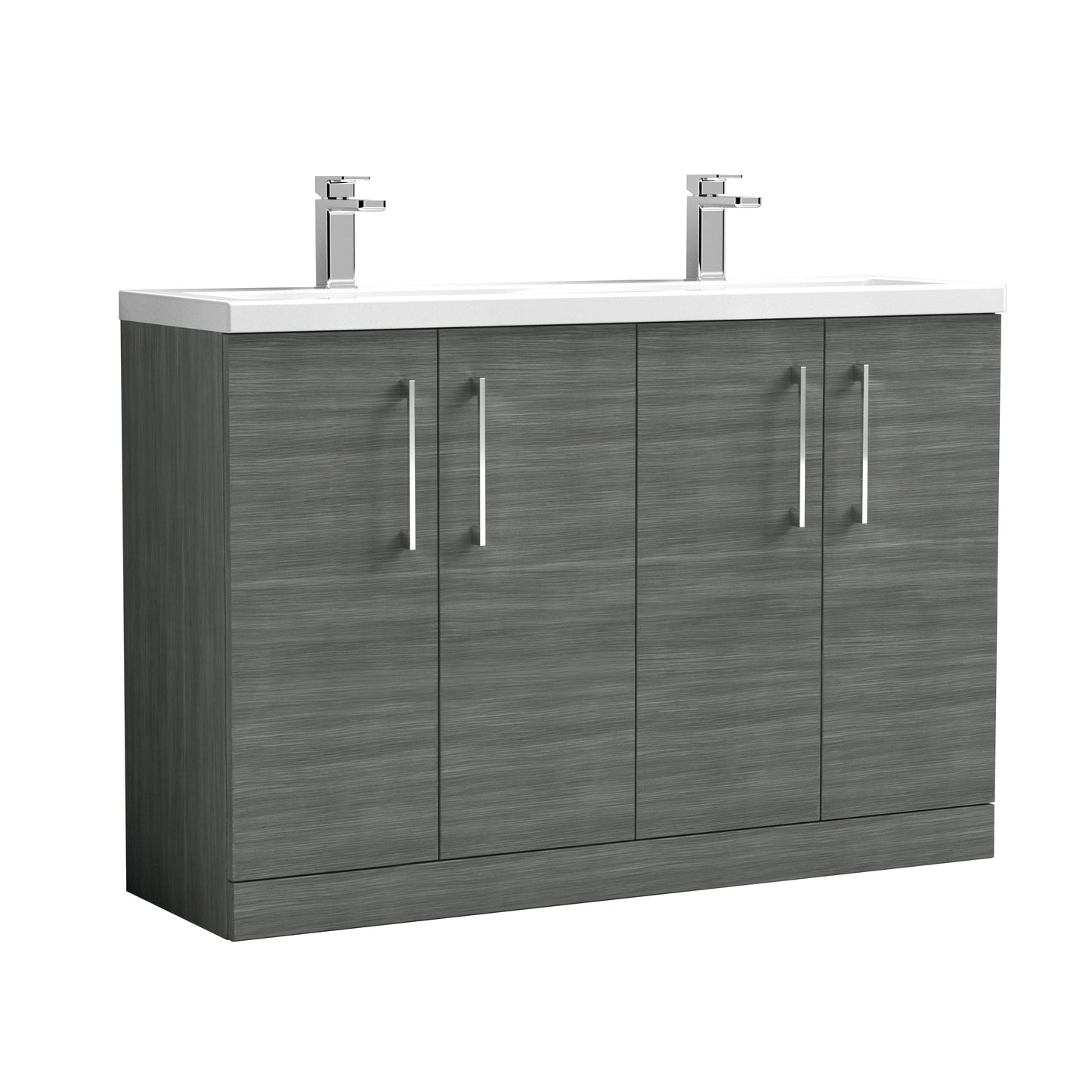 NUIE 1200mm Floor Standing 4 Door Vanity & Double Basin