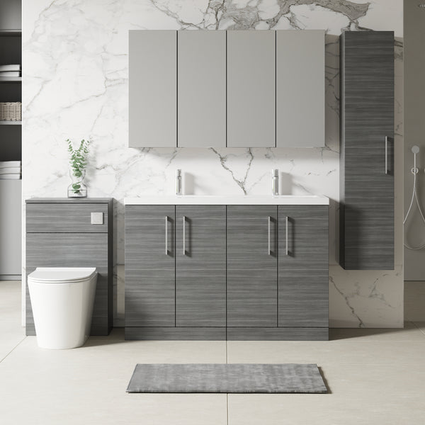 NUIE 1200mm Floor Standing 4 Door Vanity & Double Basin