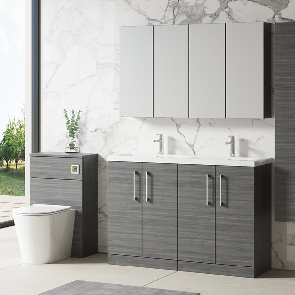 NUIE 1200mm Floor Standing 4 Door Vanity & Double Basin