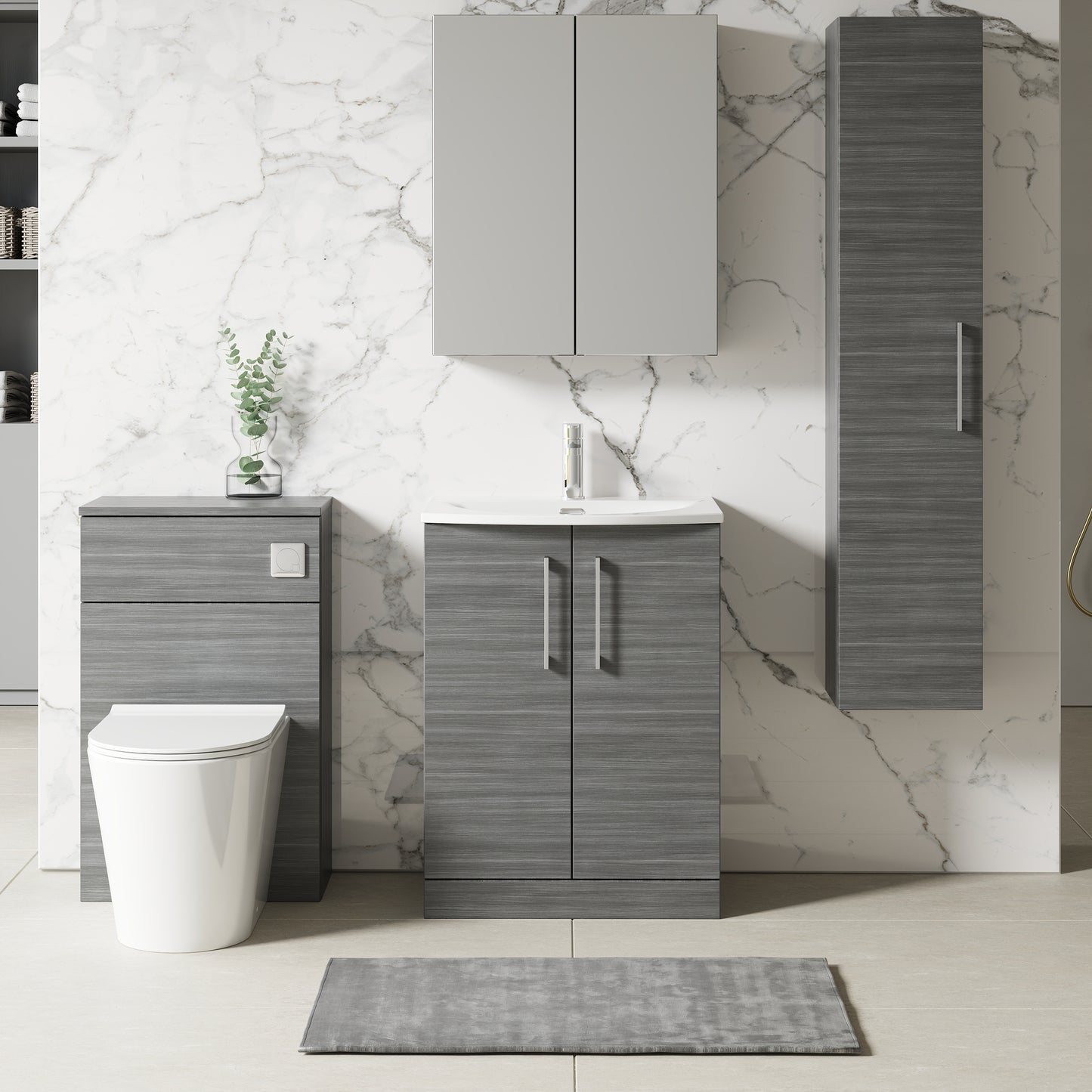 NUIE 600mm Floor Standing 2 Door Vanity & Basin 4