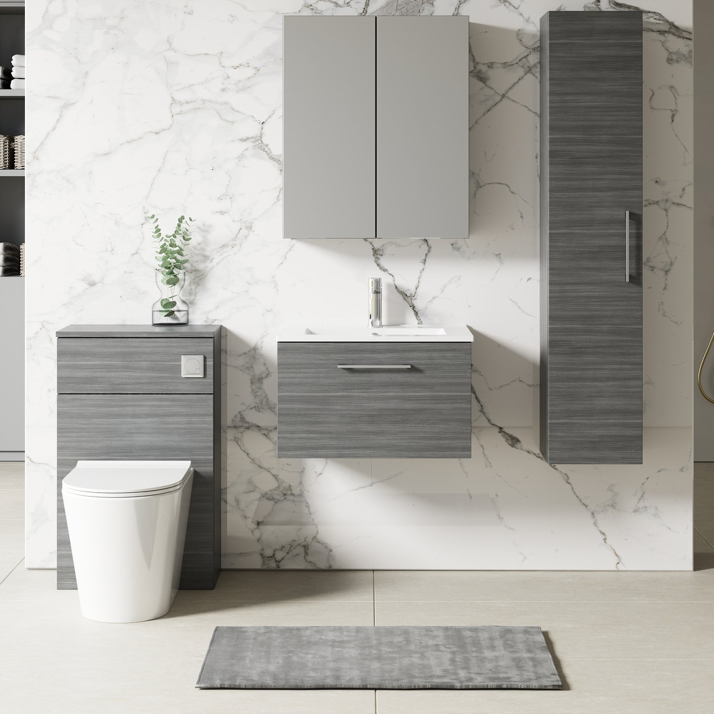 NUIE 600mm Wall Hung 1 Drawer Vanity & Basin 2