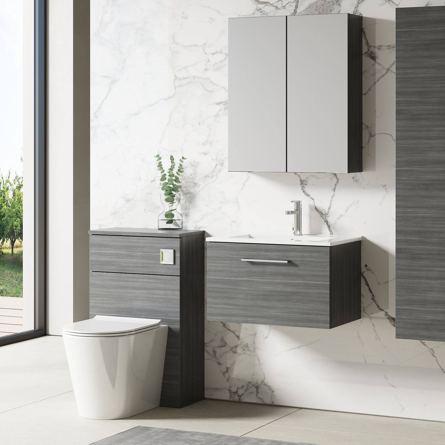 NUIE 600mm Wall Hung 1 Drawer Vanity & Basin 2