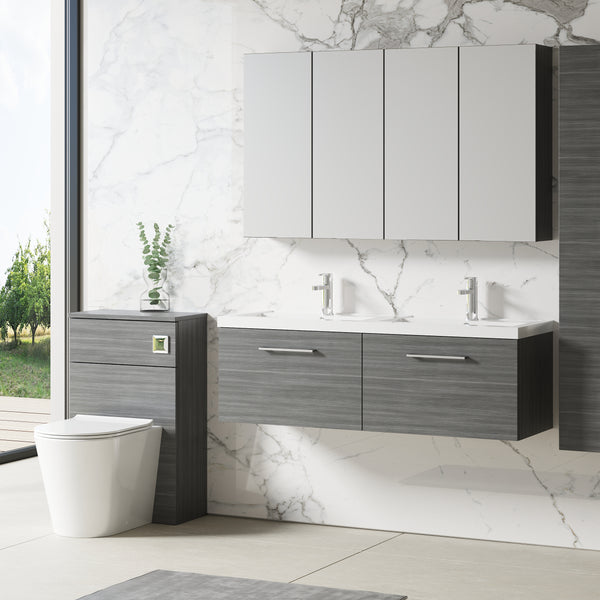 NUIE 1200mm Wall Hung 2 Drawer Vanity & Double Basin