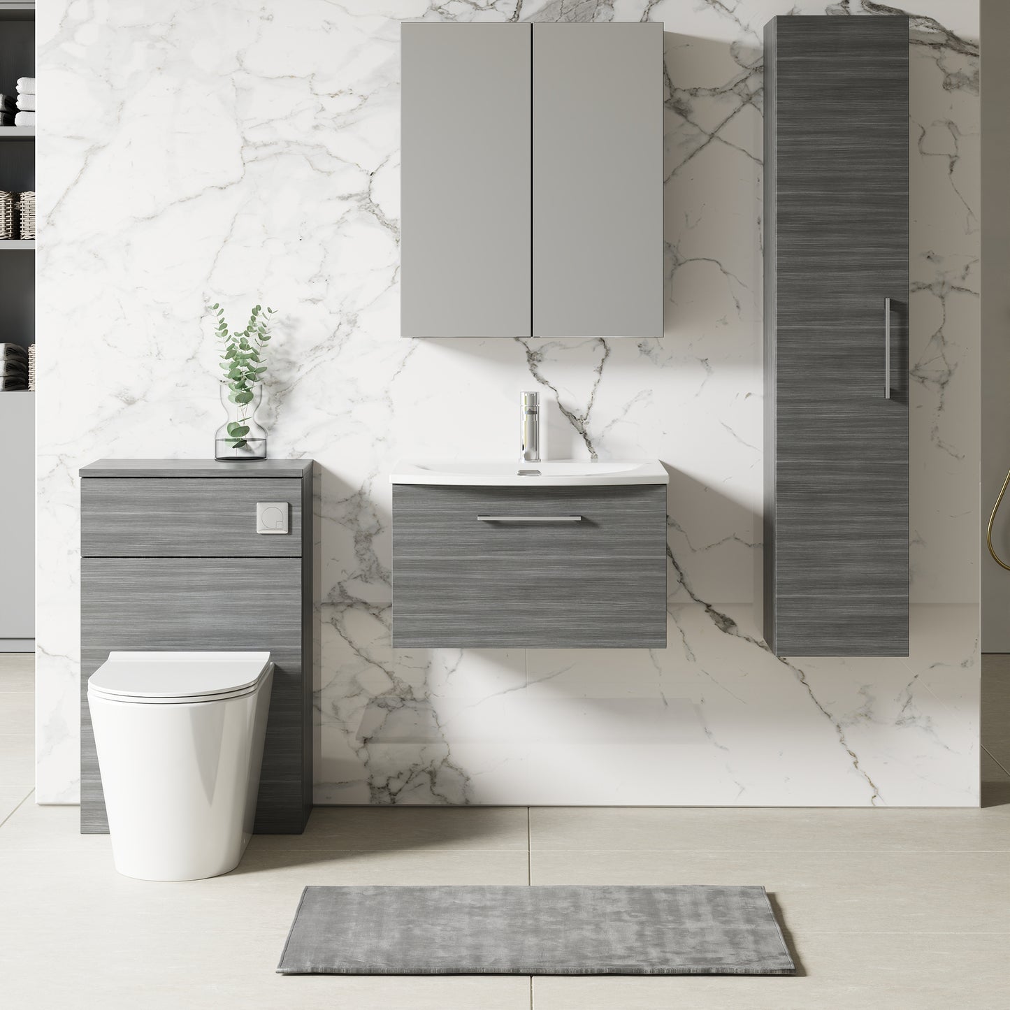 NUIE 600mm Wall Hung 1 Drawer Vanity & Basin 4