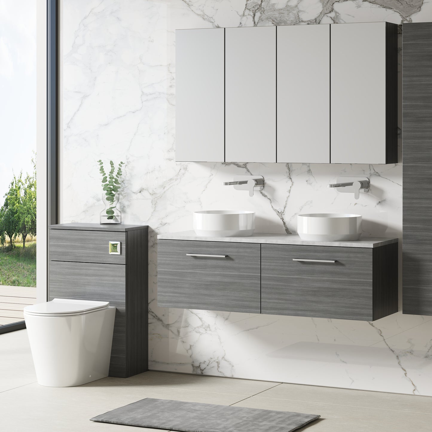 NUIE 1200mm Wall Hung 2-Drawer Vanity & Laminate Worktop