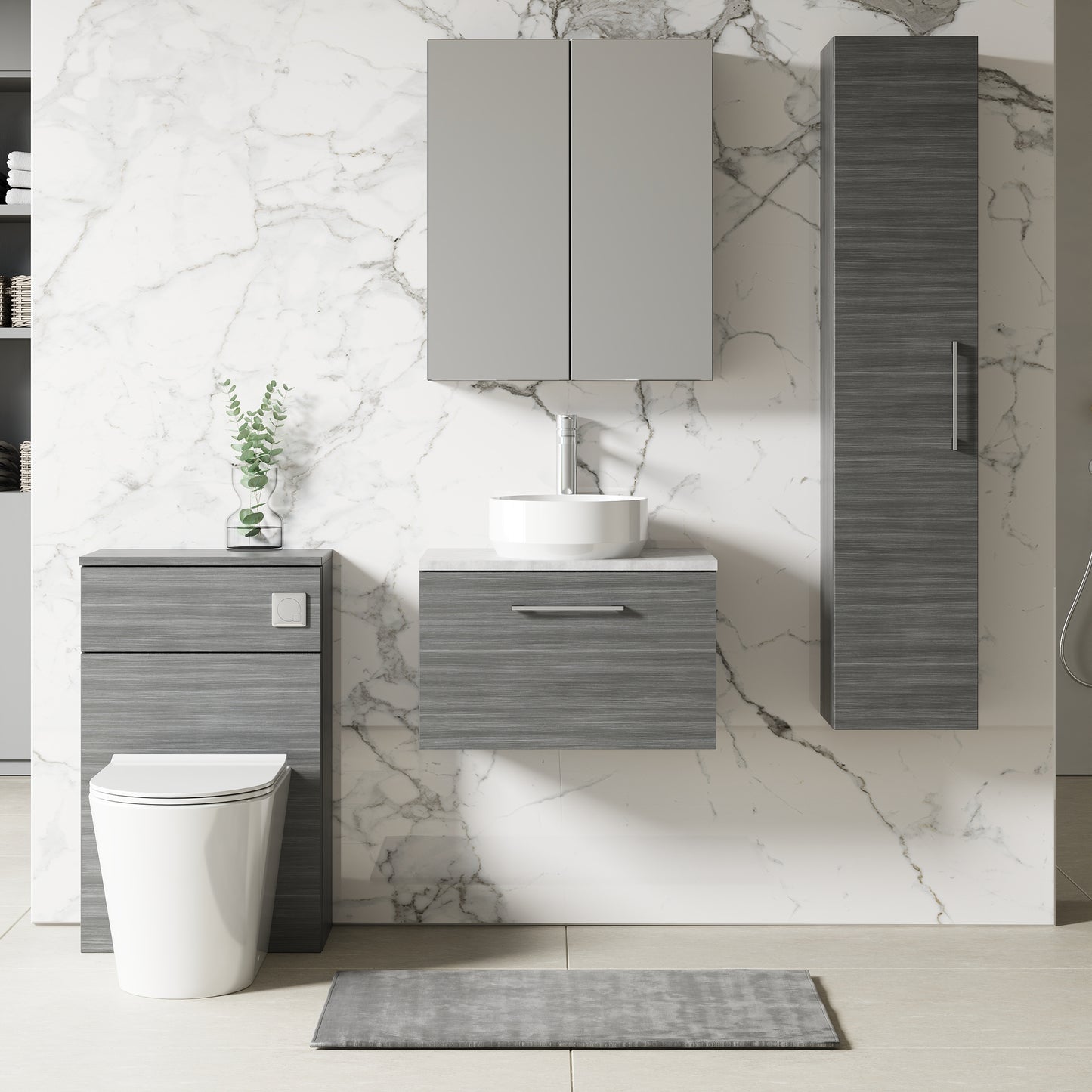 NUIE 600mm Wall Hung 1 Drawer Vanity & Laminate Top
