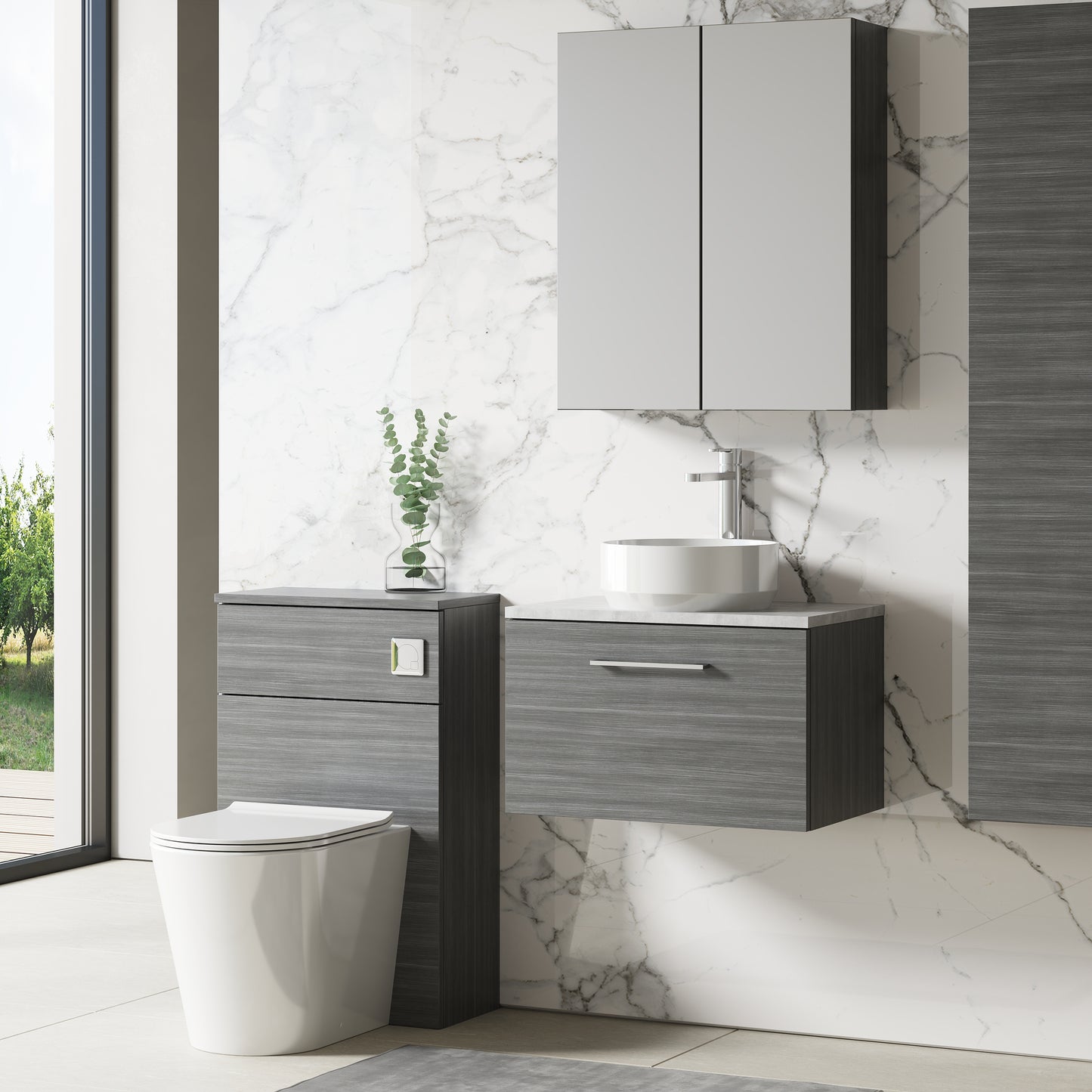 NUIE 600mm Wall Hung 1 Drawer Vanity & Laminate Top