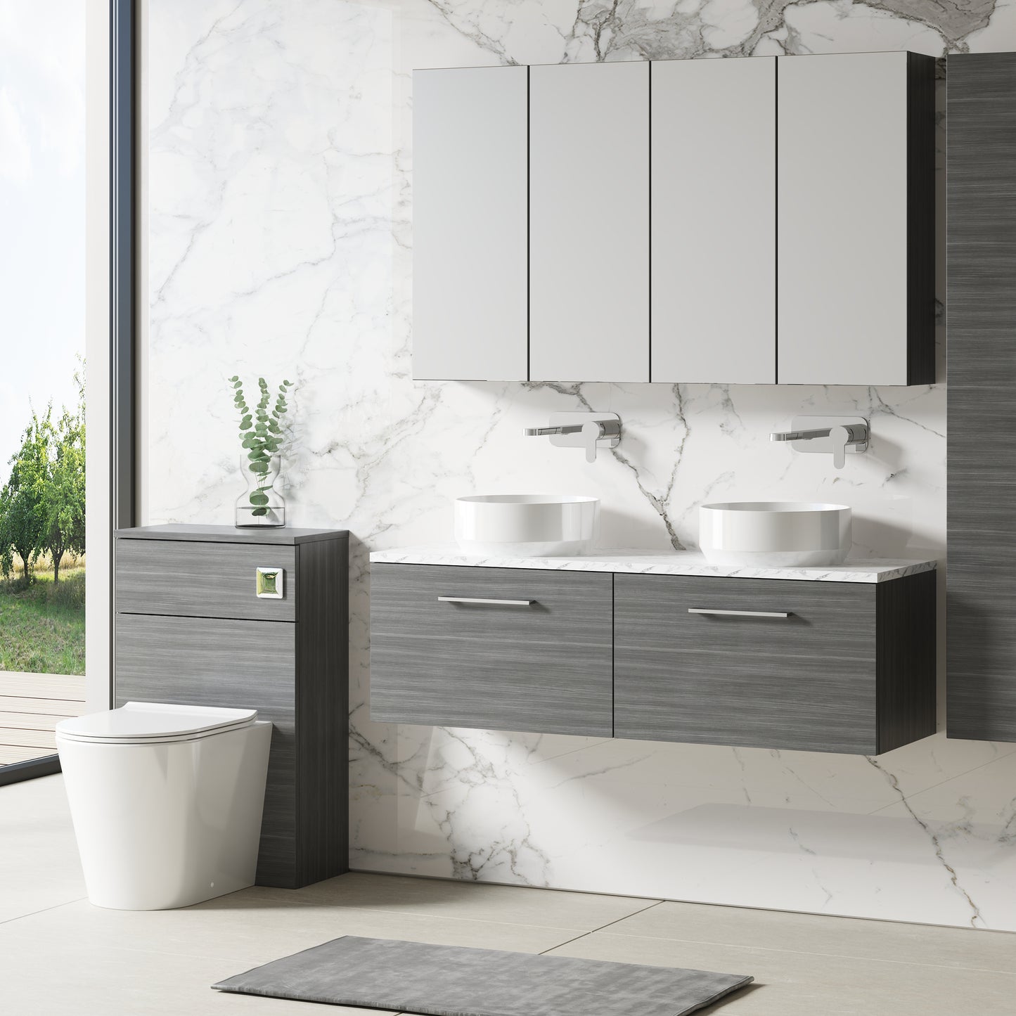NUIE 1200mm Wall Hung 2-Drawer Vanity & Laminate Worktop